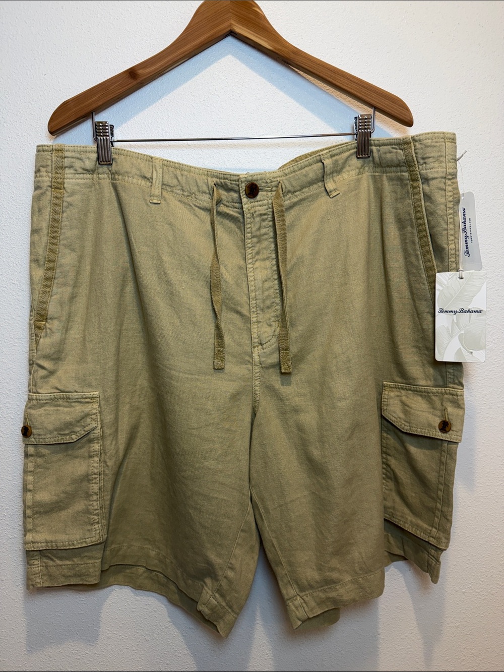 Tommy Bahama Olive-Tan Cargo Linen-Blend Shorts New With Tags Size 40 Men’s